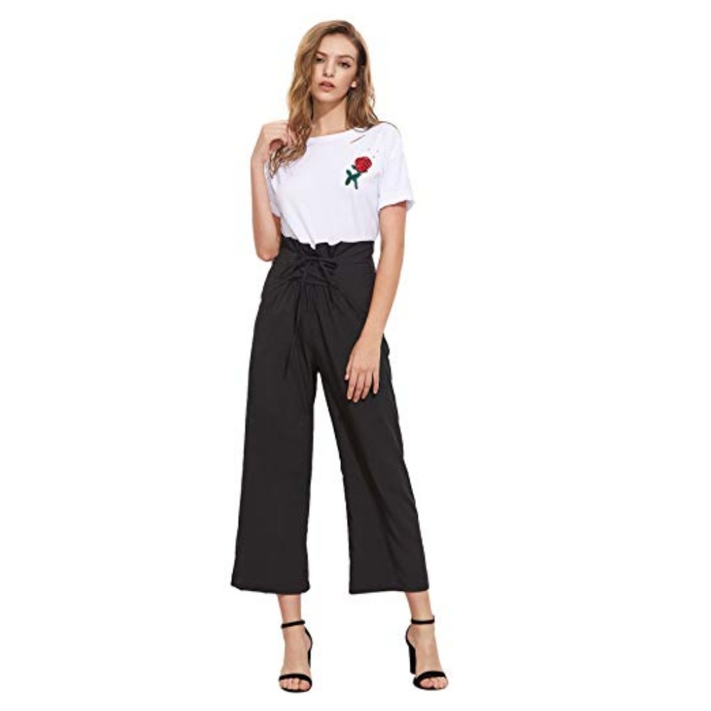 Women's High-Waist Palazzo Pants - Picture 4 of 6